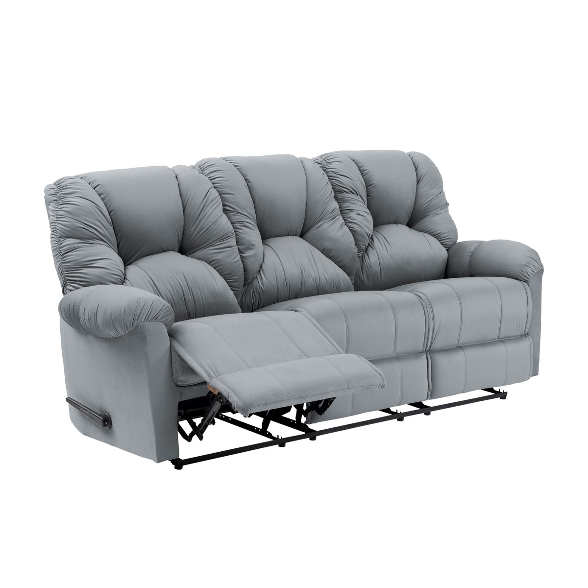 Velvet Triple Recliner Chair - American Polo Grey