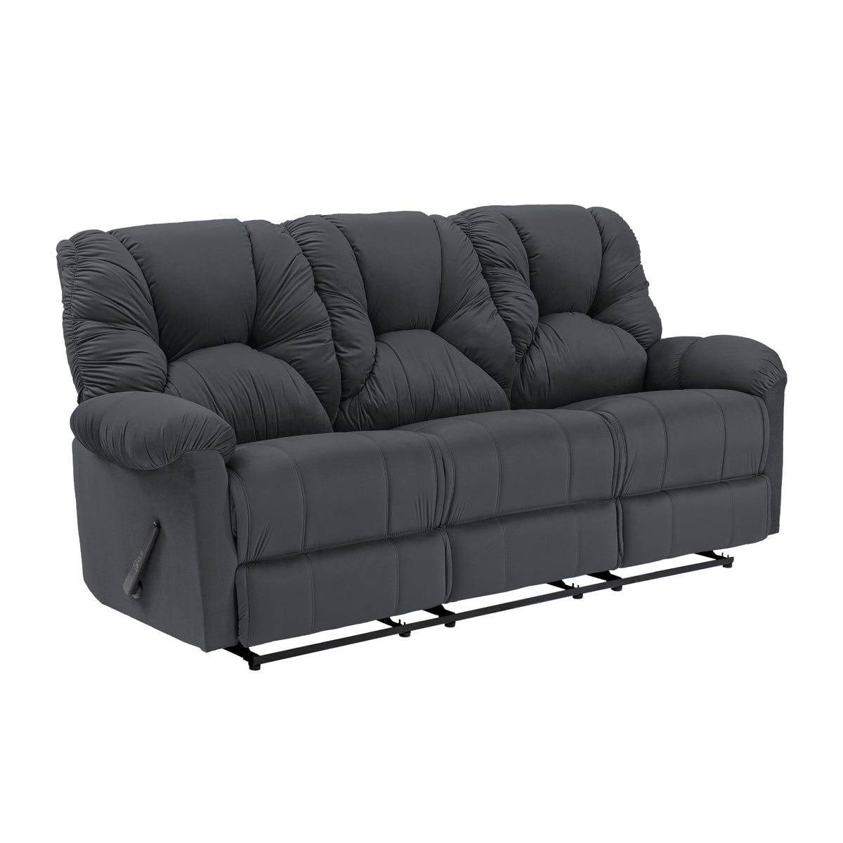 Velvet Triple Recliner Chair - American Polo Dark Grey