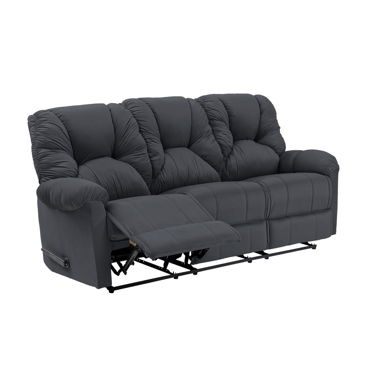 Velvet Triple Recliner Chair - American Polo Dark Grey