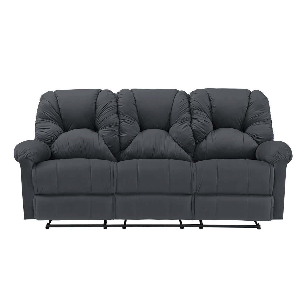 Velvet Triple Recliner Chair - American Polo Dark Grey