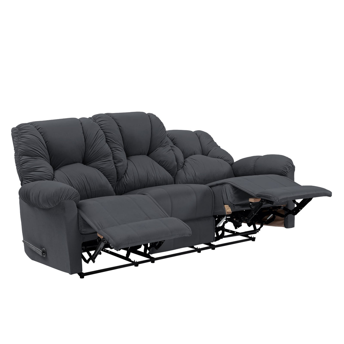 Velvet Triple Recliner Chair - American Polo Dark Grey