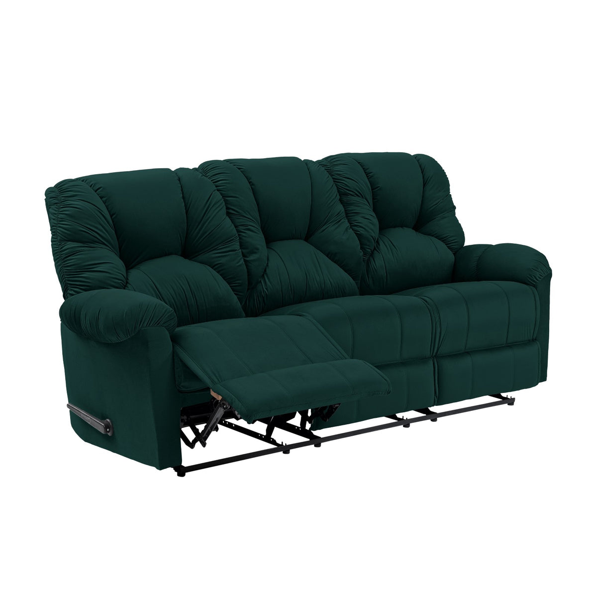Velvet Triple Recliner Chair - American Polo Dark Green