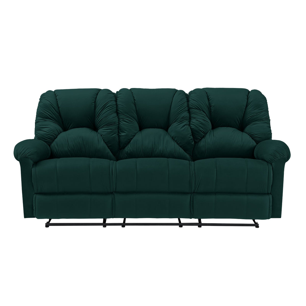 Velvet Triple Recliner Chair - American Polo Dark Green