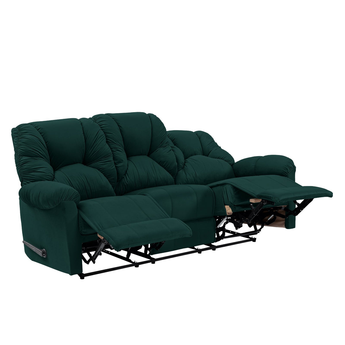 Velvet Triple Recliner Chair - American Polo Dark Green