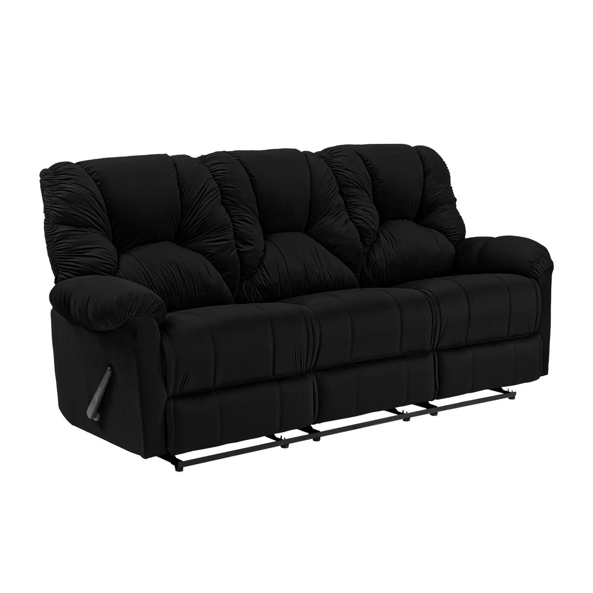 Velvet Triple Recliner Chair - American Polo Black