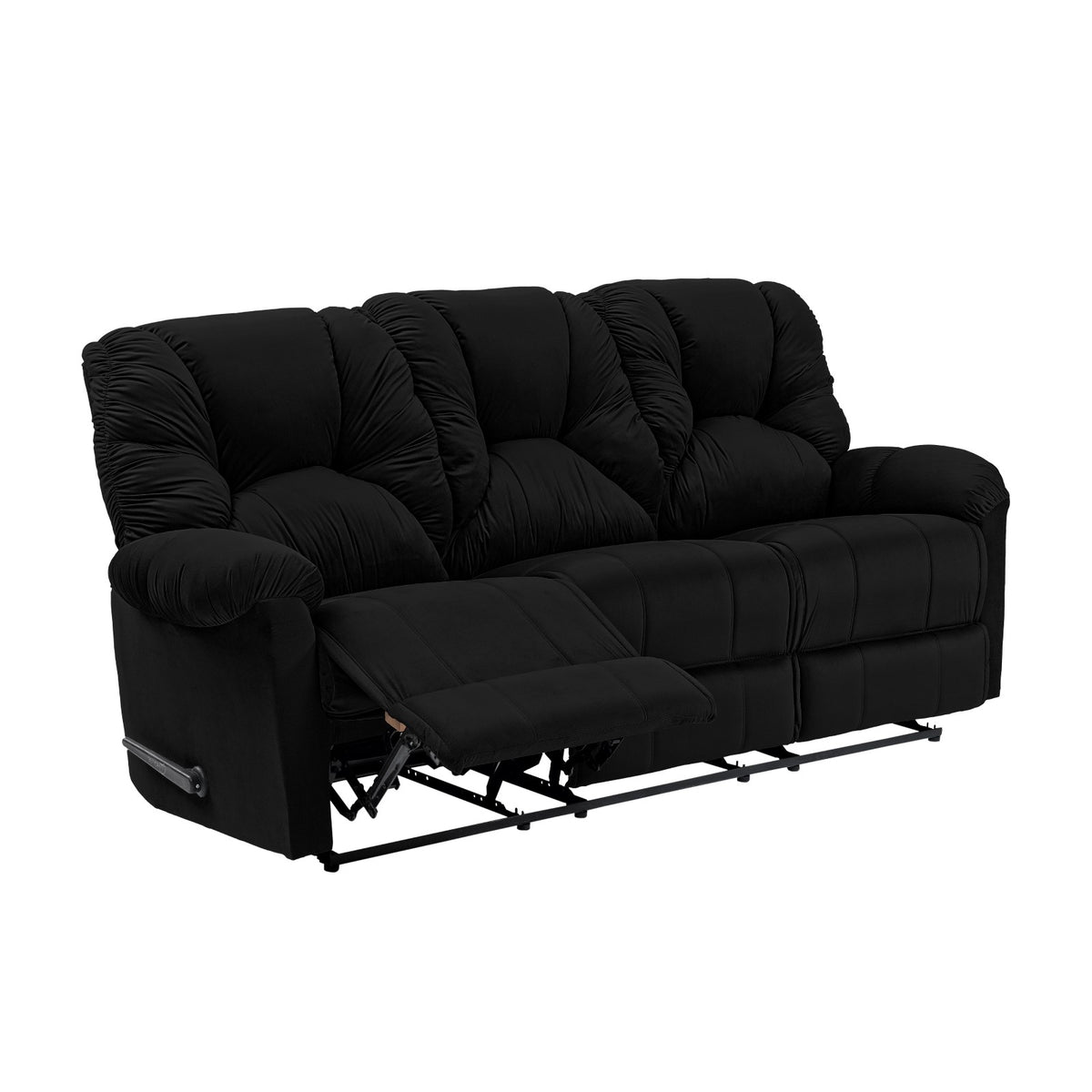 Velvet Triple Recliner Chair - American Polo Black