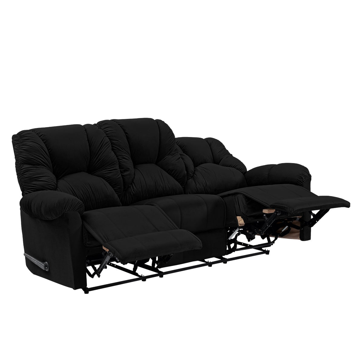 Velvet Triple Recliner Chair - American Polo Black