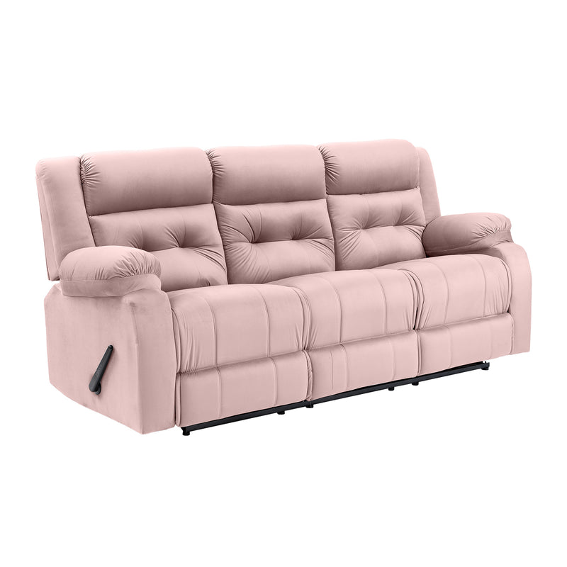 Velvet Triple Recliner Chair - Light Pink - NZ30