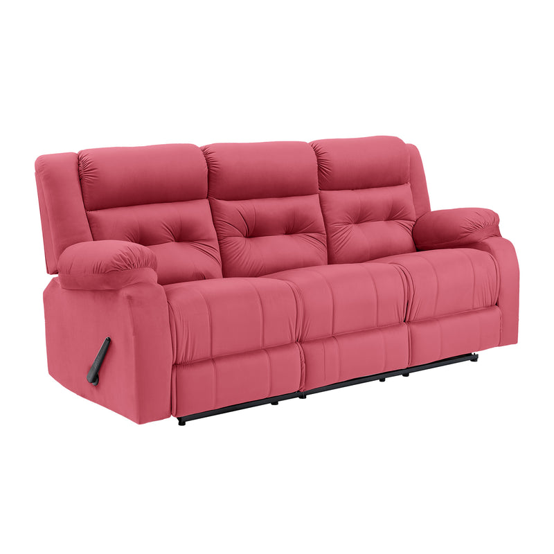 Velvet Triple Recliner Chair - Dark Pink - NZ30