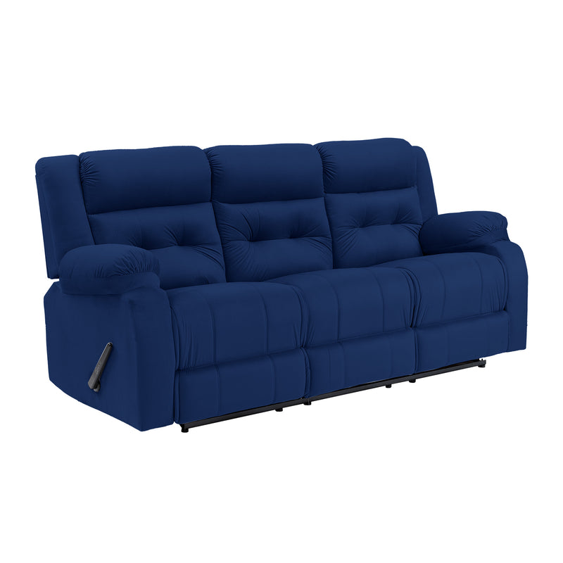 Velvet Triple Recliner Chair - Dark Blue - NZ30
