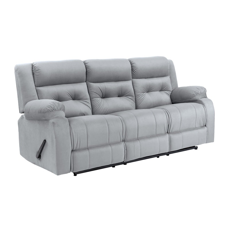 Velvet Triple Recliner Chair - Grey - NZ30