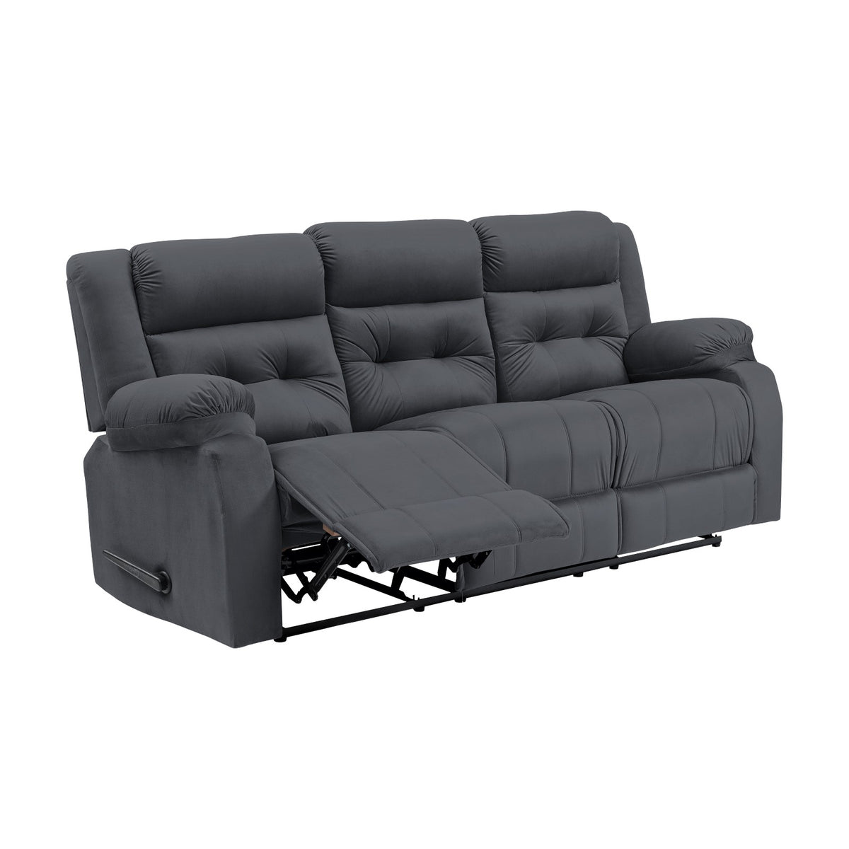 Velvet Triple Recliner Chair - NZ30 Dark Grey