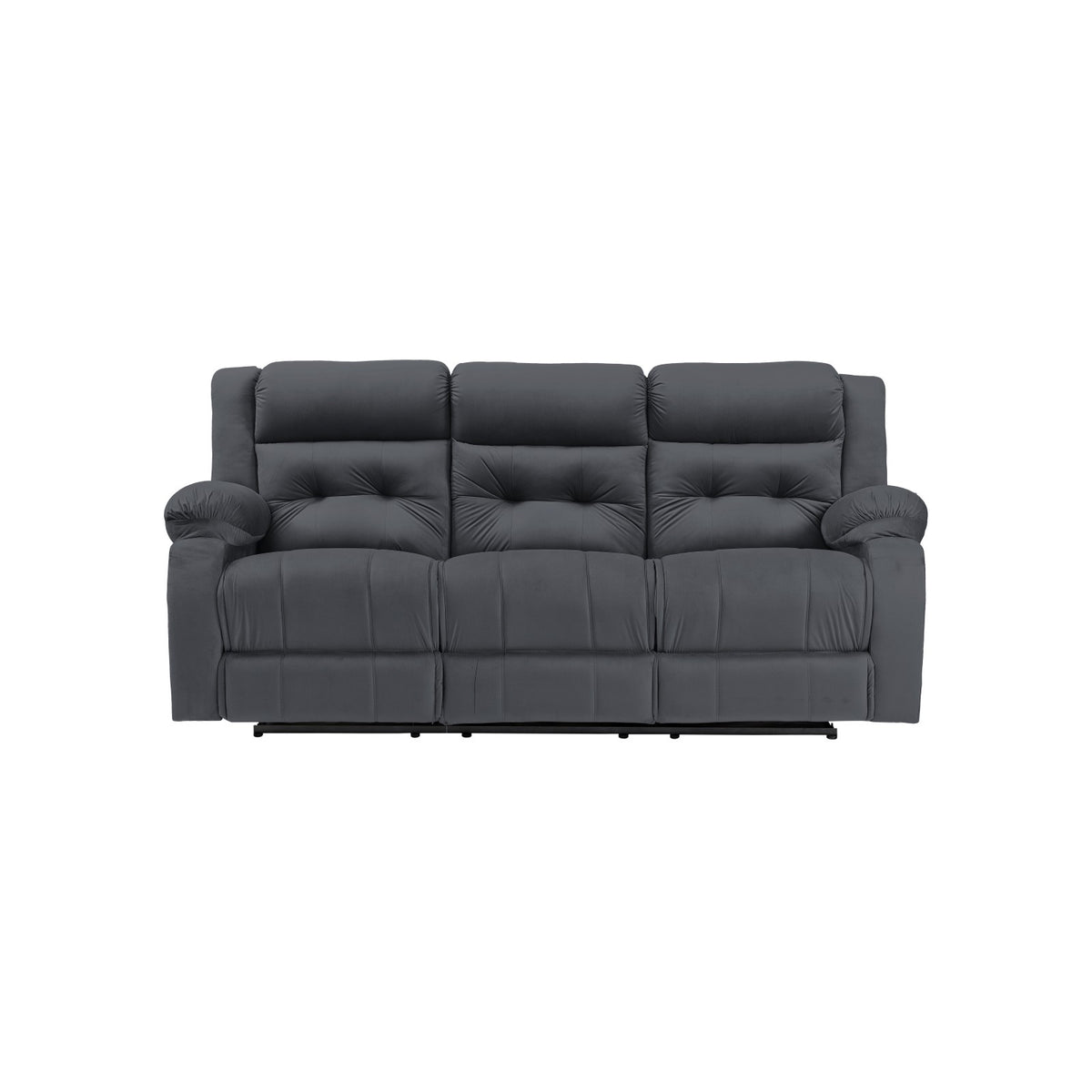 Velvet Triple Recliner Chair - NZ30 Dark Grey