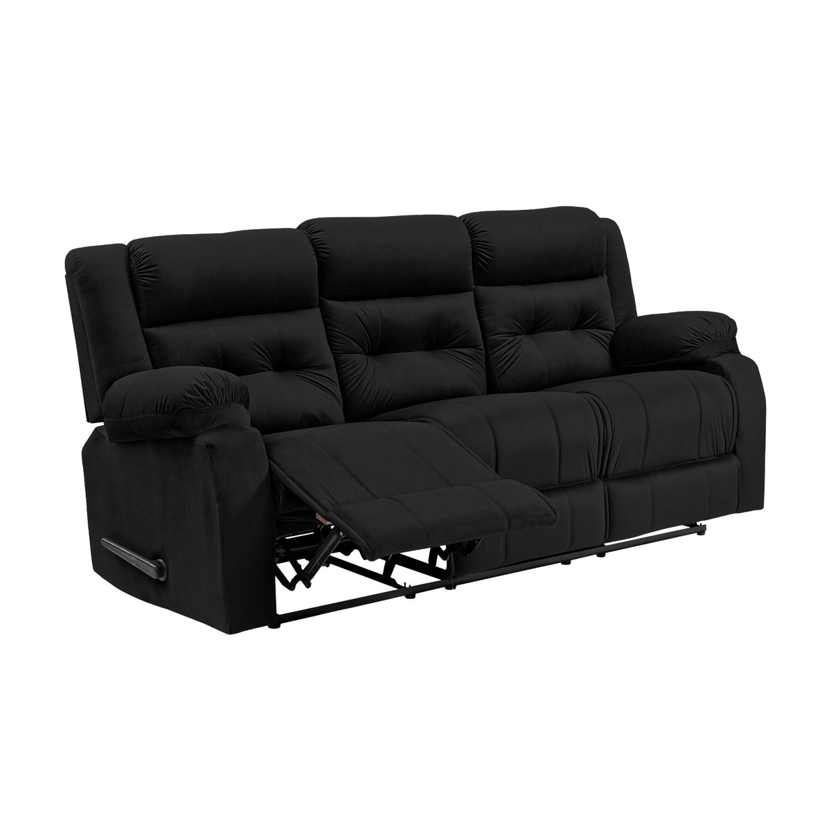 Velvet Triple Recliner Chair - NZ30 Black