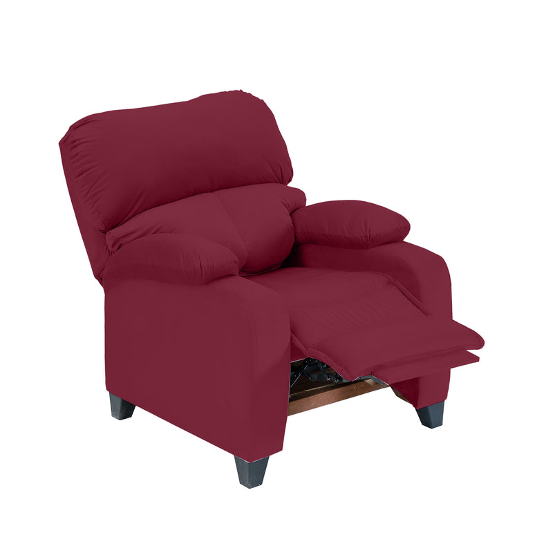 Velvet Classic Recliner Chair - Burgundy - NZ71