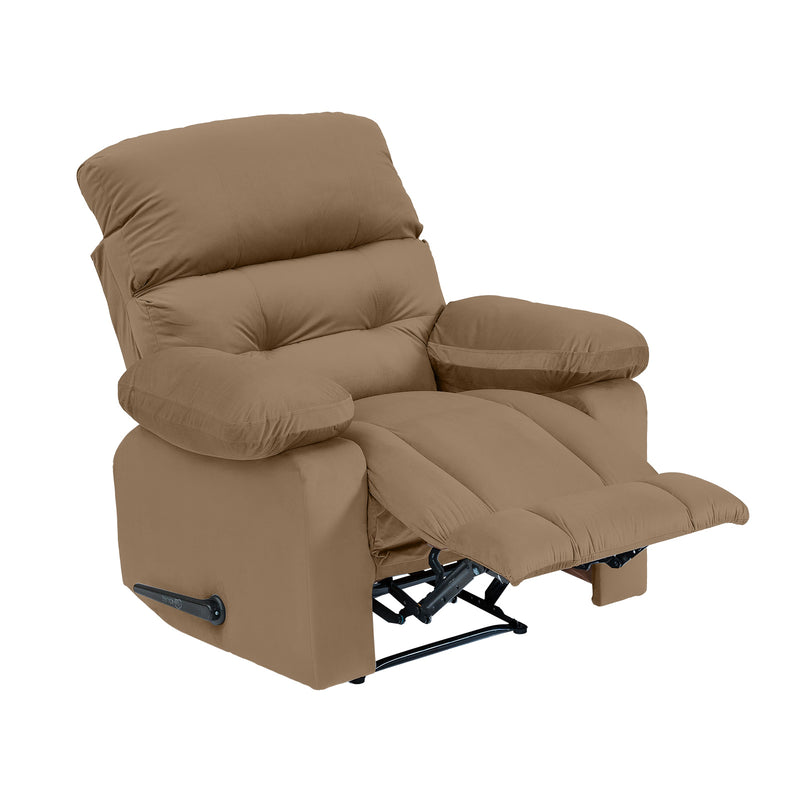 Velvet Rocking Recliner Chair - Light Brown - NZ60