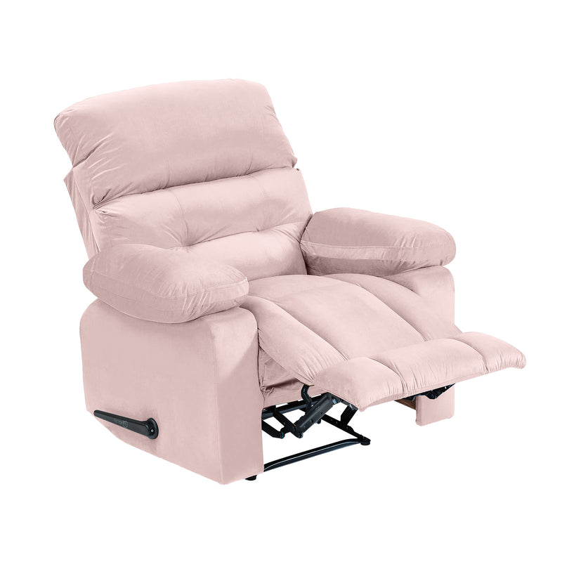 Velvet Rocking Recliner Chair - Light Pink - NZ60