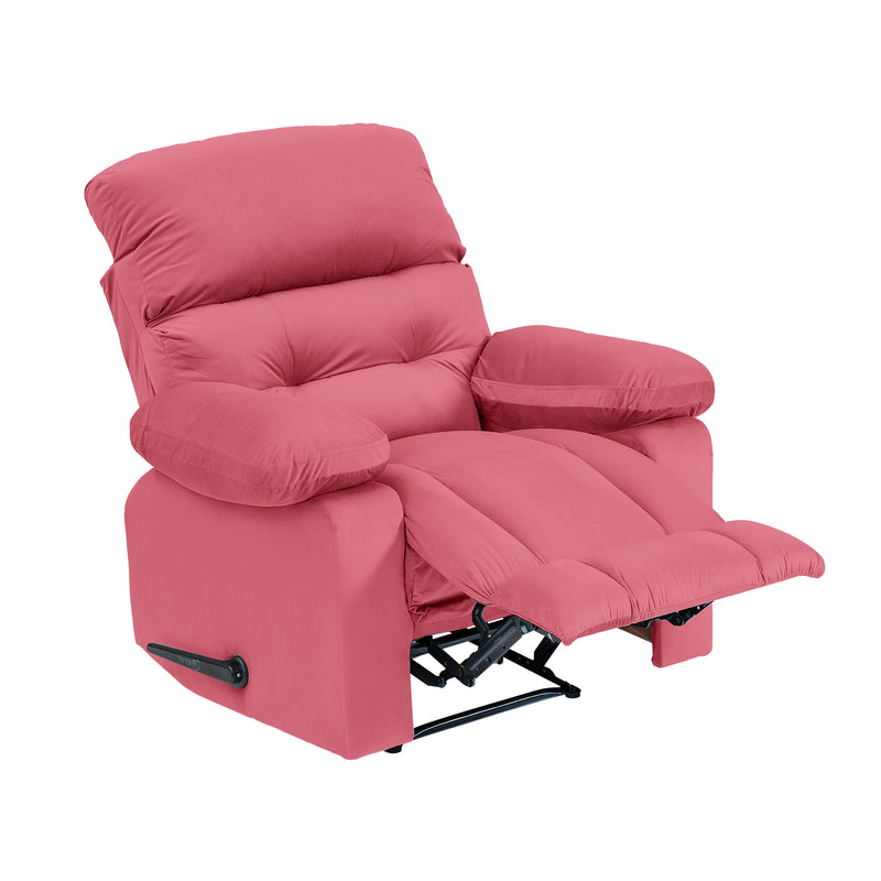 Velvet Rocking & Rotating Recliner Chair - Dark Pink - NZ60