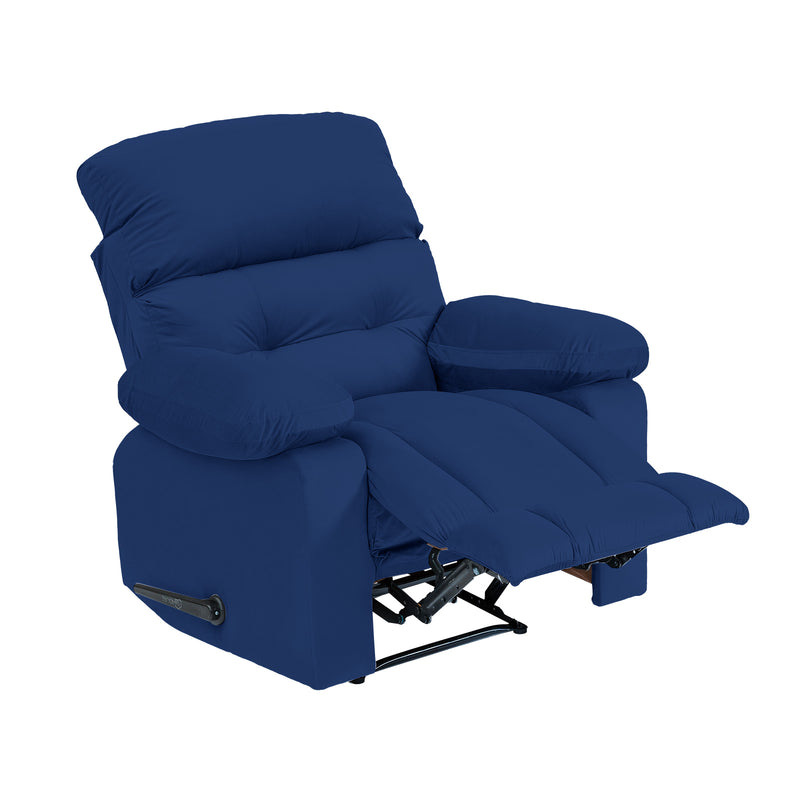 Velvet Rocking Recliner Chair - Dark Blue - NZ60