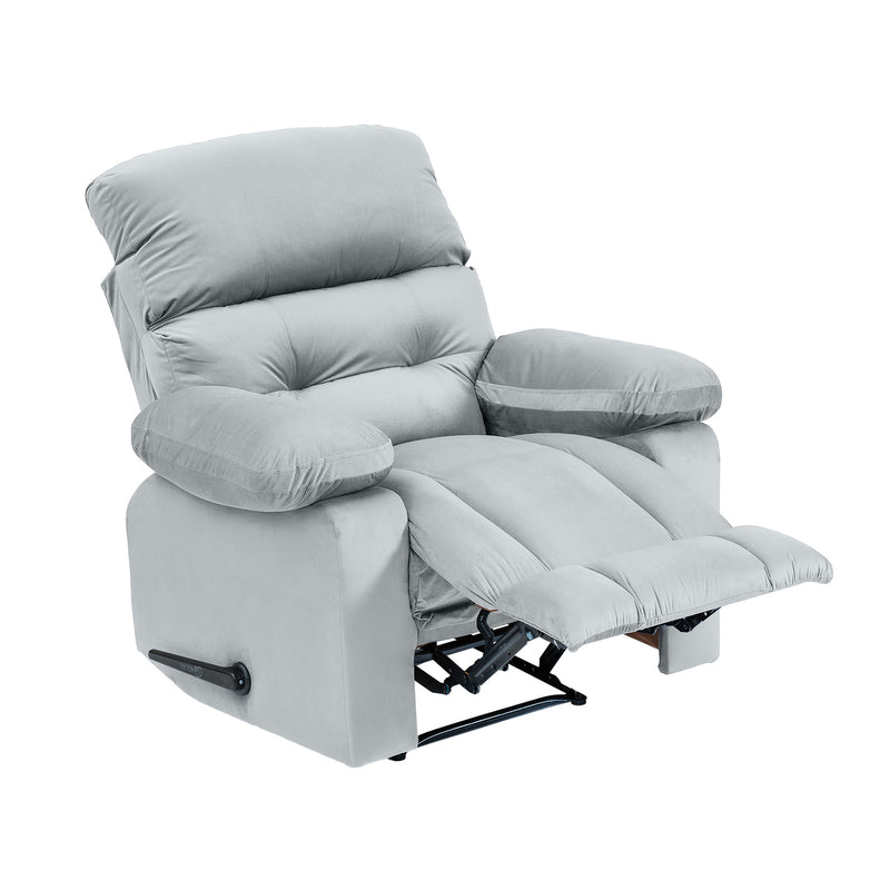 Velvet Rocking Recliner Chair - Grey - NZ60