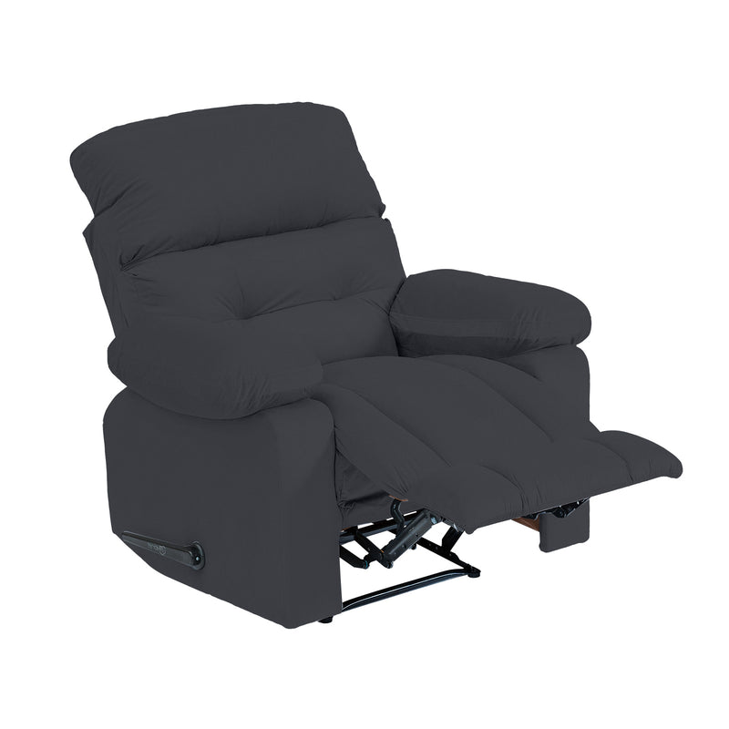 Velvet Rocking Recliner Chair - Dark Grey - NZ60