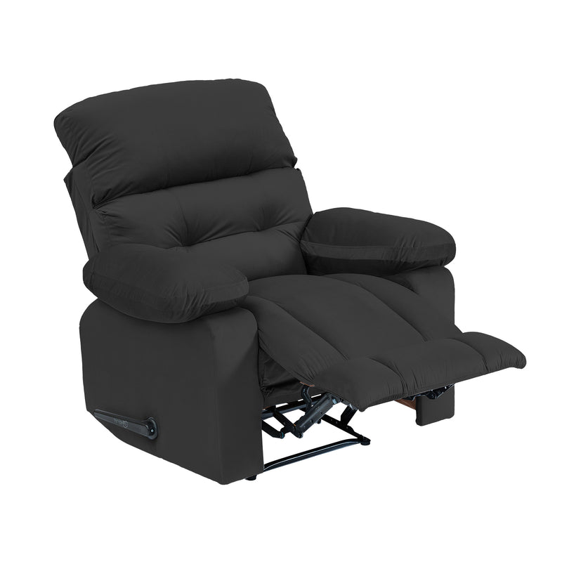 Velvet Rocking Recliner Chair - Black - NZ60