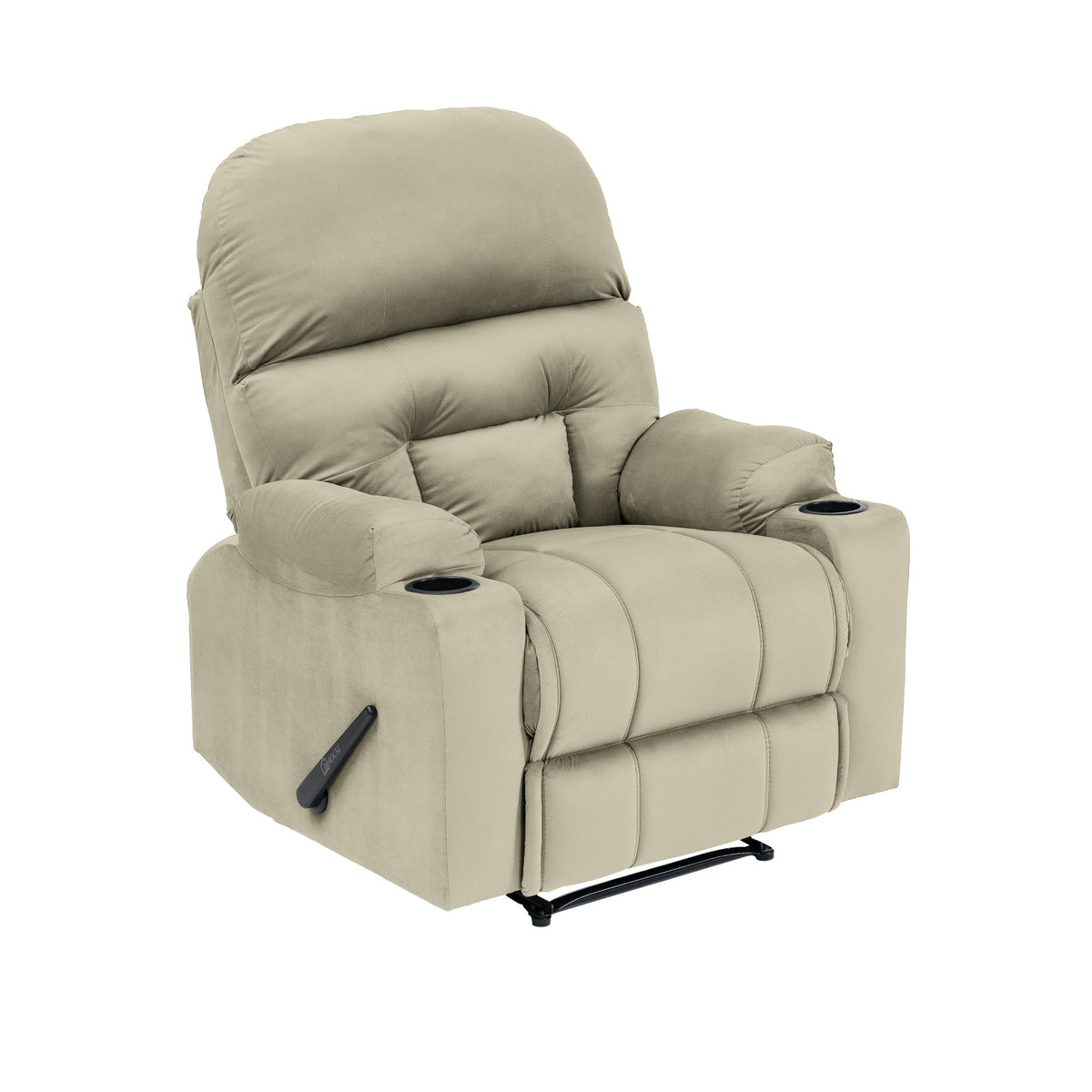 Velvet Cinematic Recliner Chair with Cups Holder - NZ80 Light Beige Rocking & Rotating