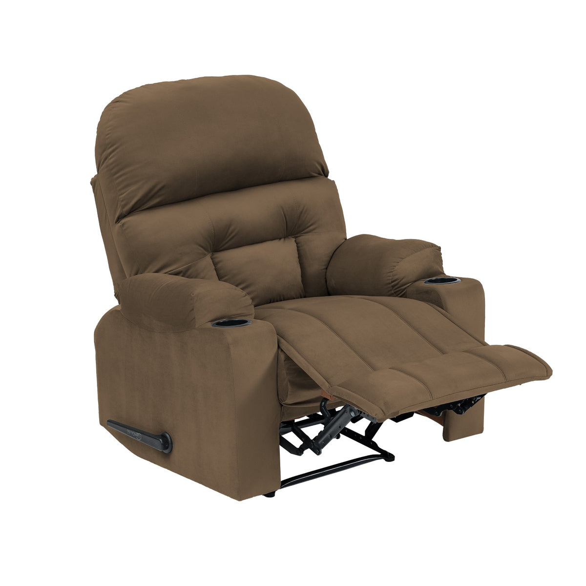 Velvet Cinematic Recliner Chair with Cups Holder - NZ80 Light Brown Rocking & Rotating
