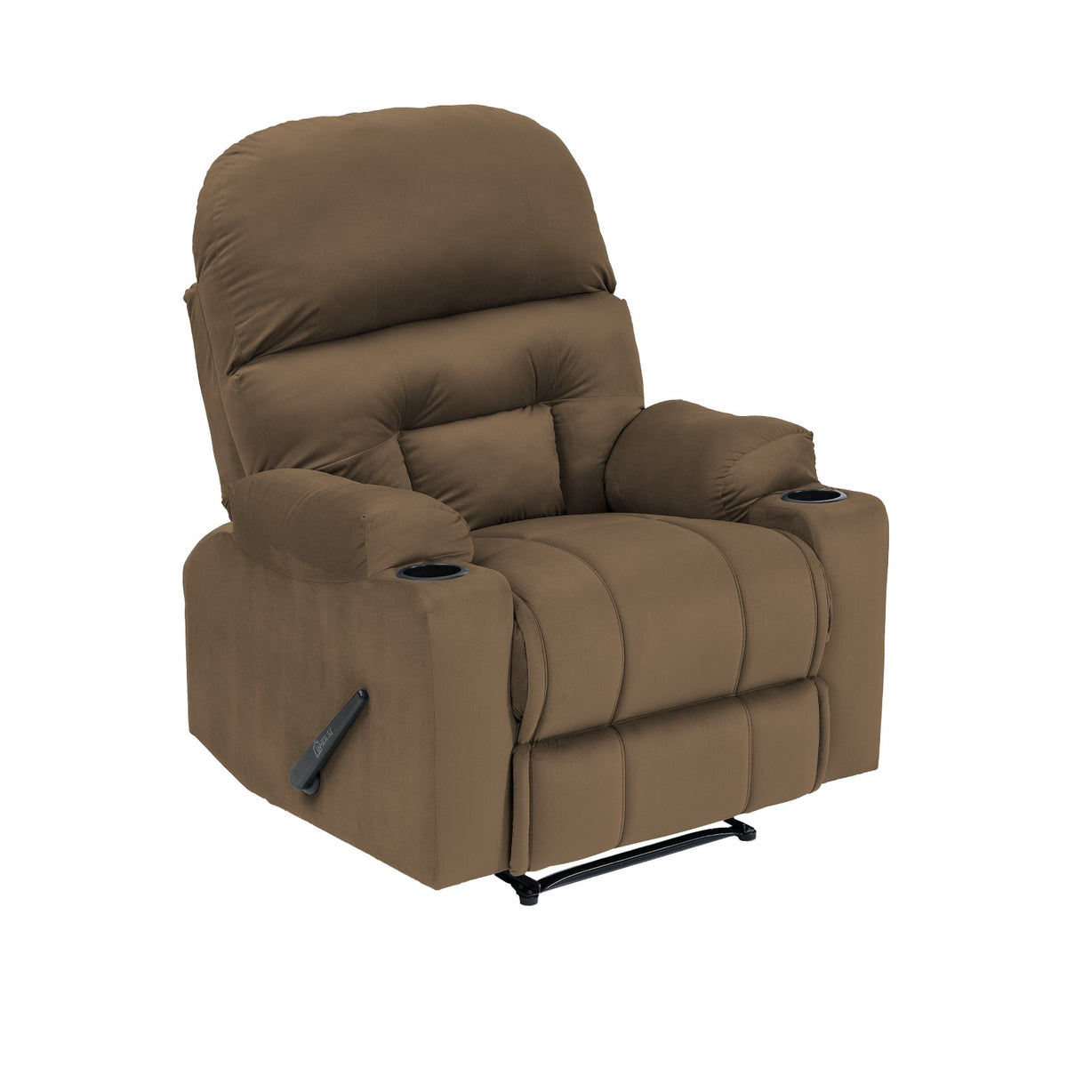 Velvet Cinematic Recliner Chair with Cups Holder - NZ80 Light Brown Rocking & Rotating
