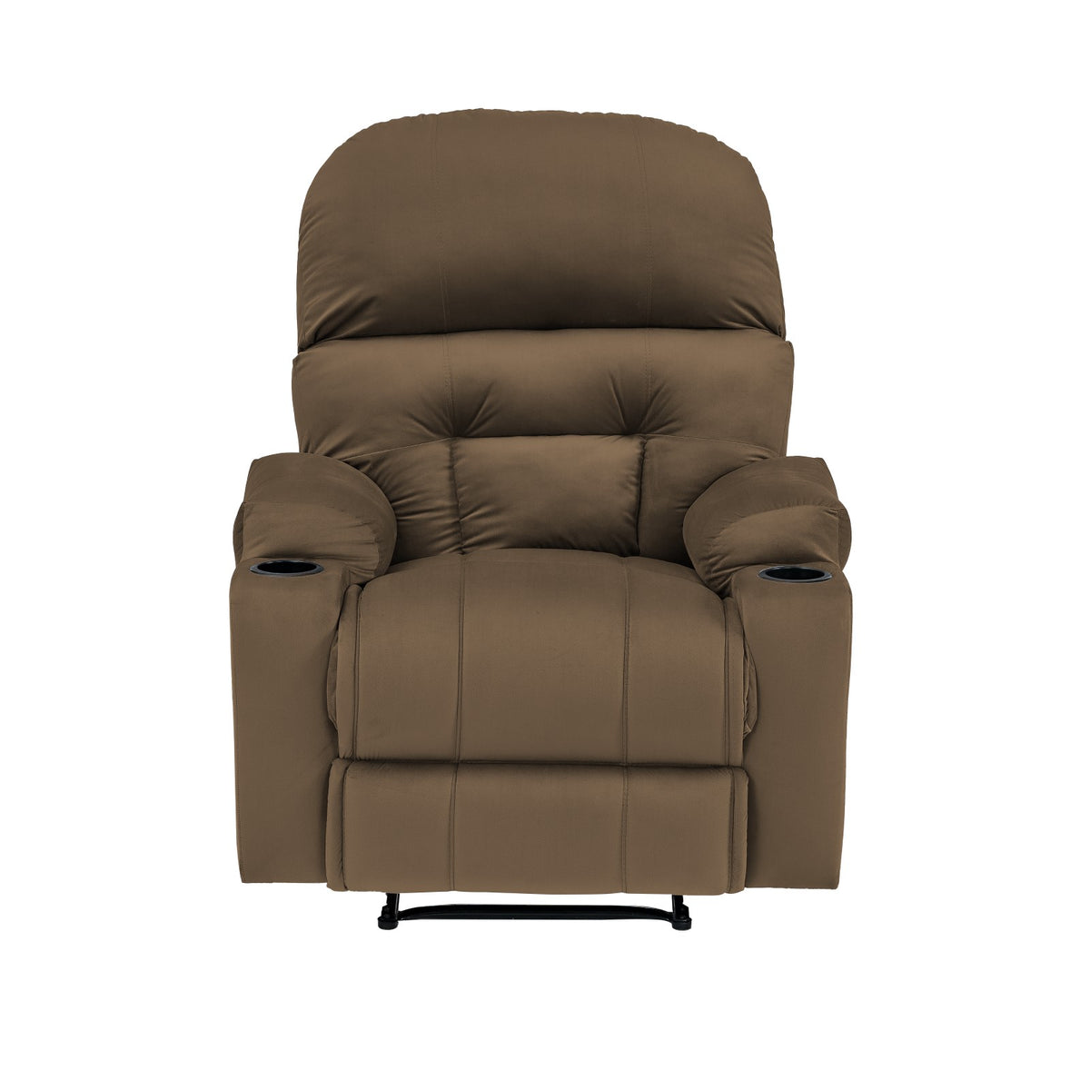 Velvet Cinematic Recliner Chair with Cups Holder - NZ80 Light Brown Rocking & Rotating
