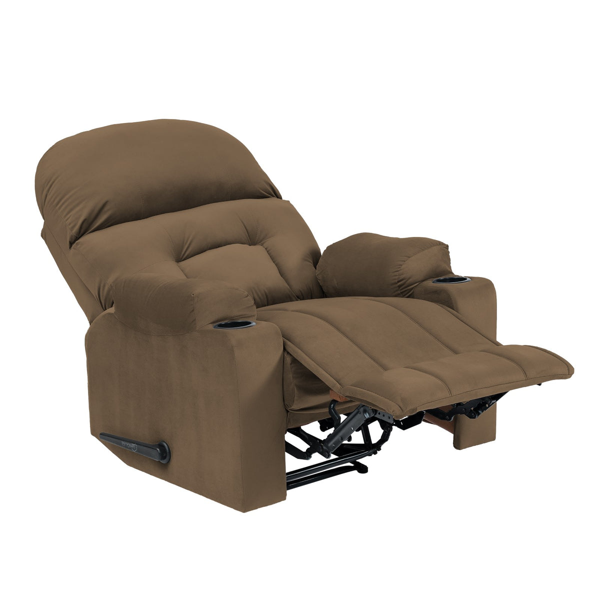 Velvet Cinematic Recliner Chair with Cups Holder - NZ80 Light Brown Rocking & Rotating