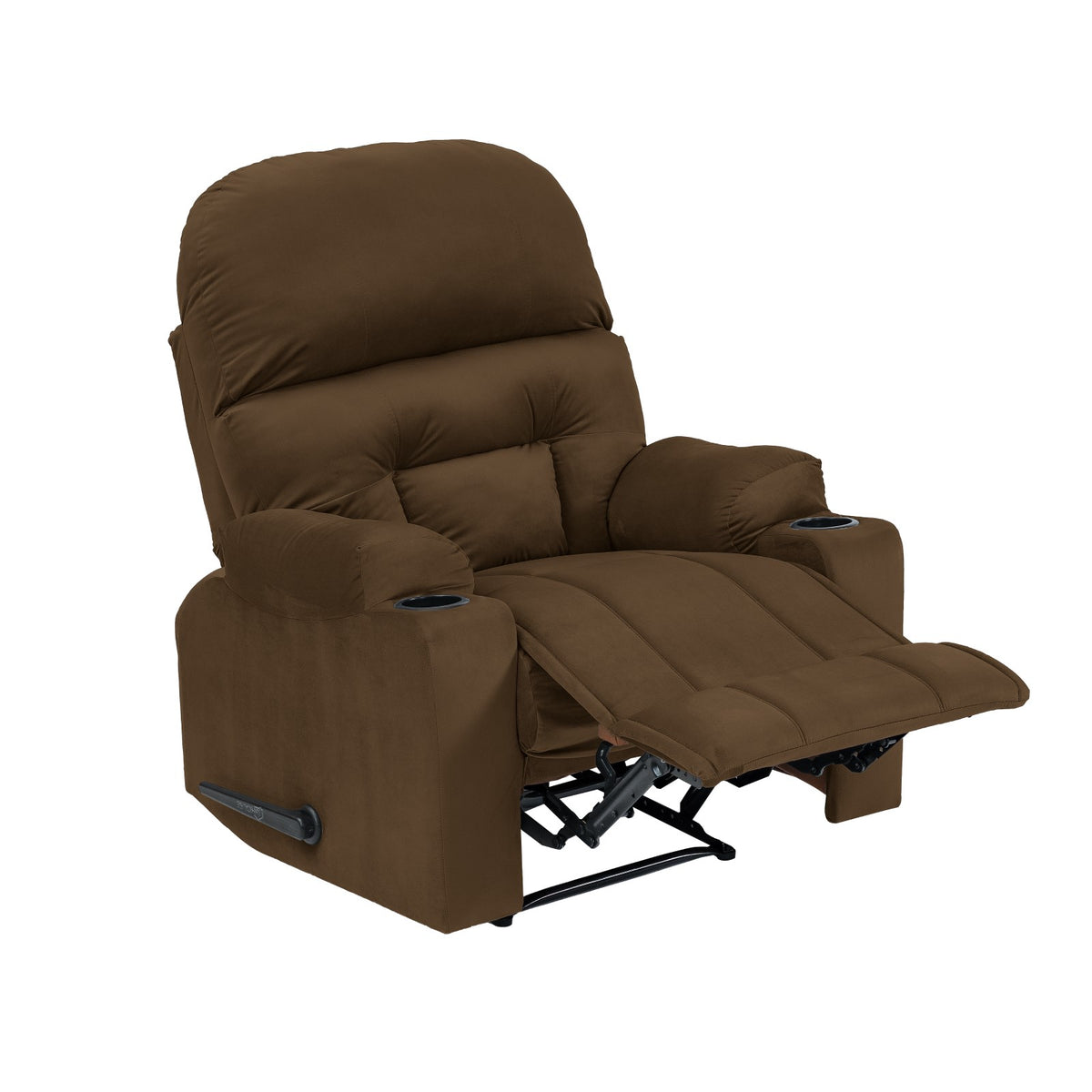 Velvet Cinematic Recliner Chair with Cups Holder - NZ80 Brown Rocking & Rotating