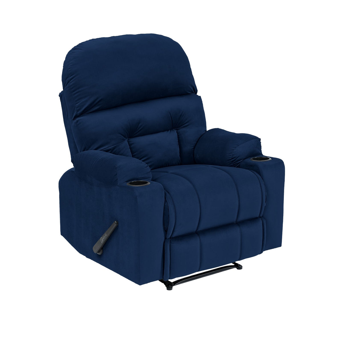 Velvet Cinematic Recliner Chair with Cups Holder - NZ80 Dark Blue Rocking