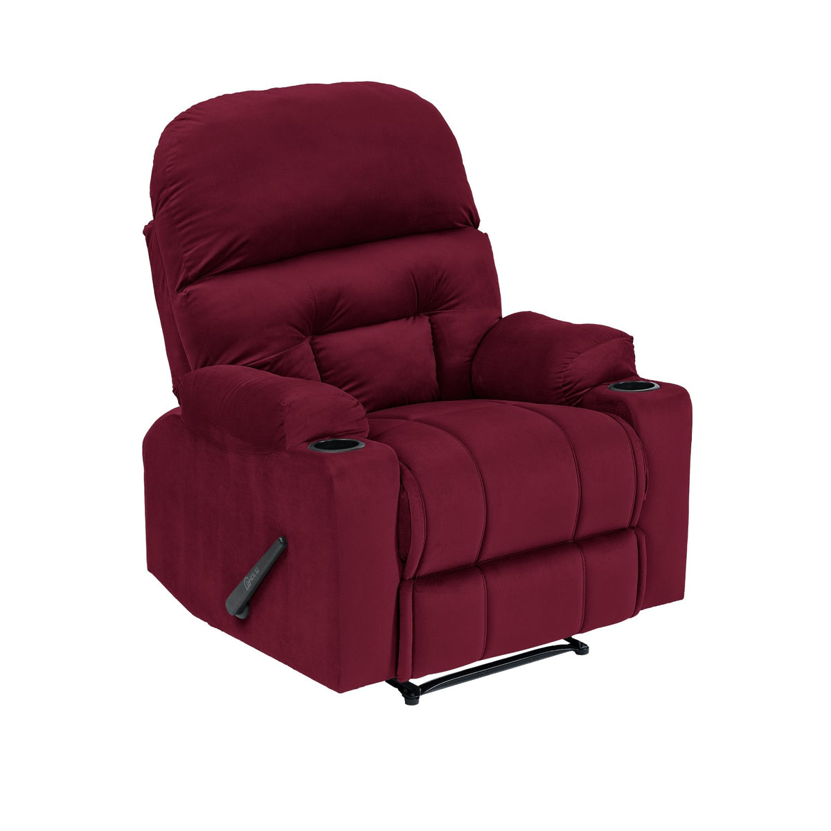 Velvet Cinematic Recliner Chair with Cups Holder - NZ80 Burgundy Rocking & Rotating