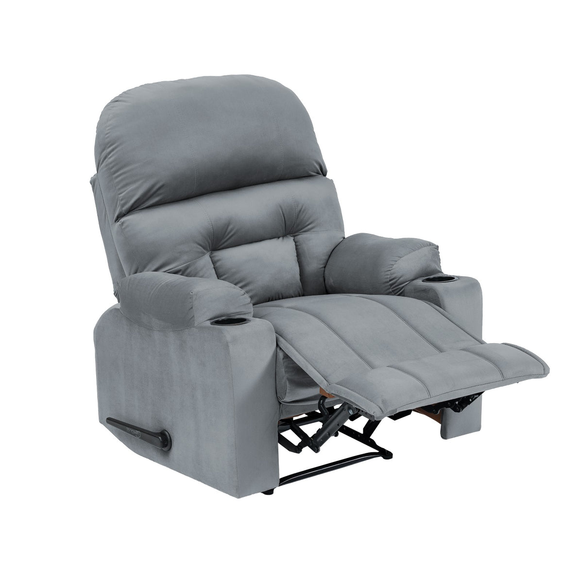 Velvet Cinematic Recliner Chair with Cups Holder - NZ80 Grey Rocking & Rotating
