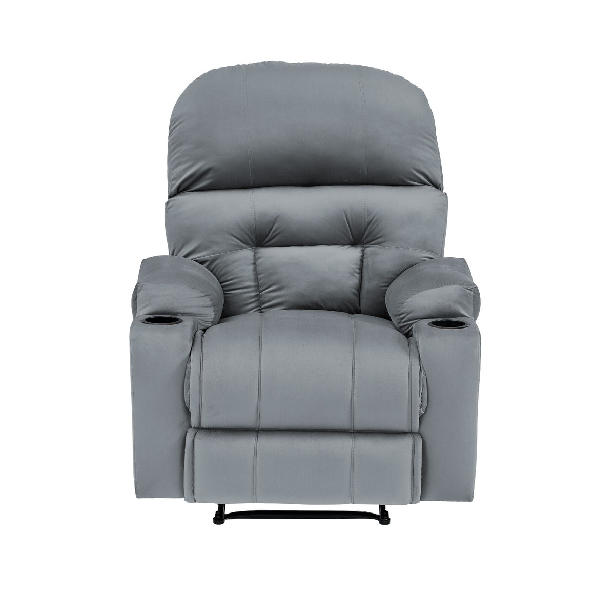 Velvet Cinematic Recliner Chair with Cups Holder - NZ80 Grey Rocking & Rotating