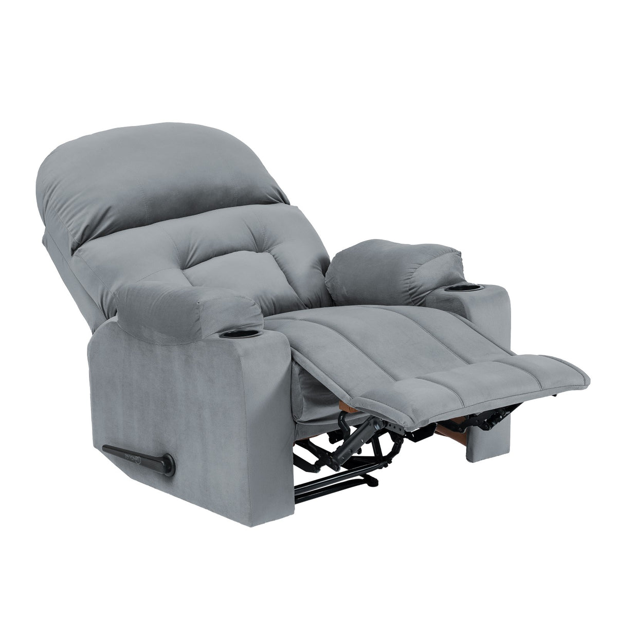 Velvet Cinematic Recliner Chair with Cups Holder - NZ80 Grey Rocking