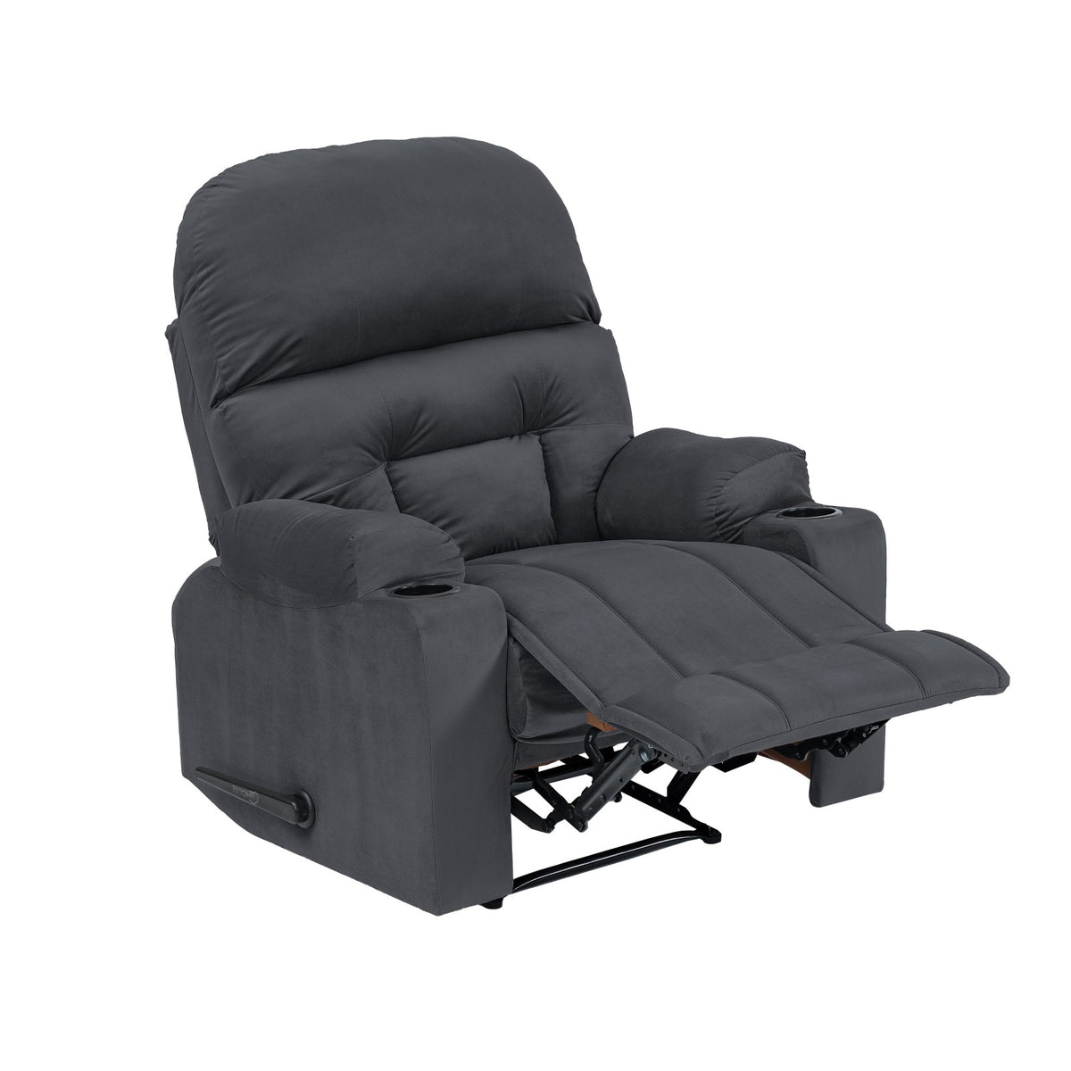 Velvet Cinematic Recliner Chair with Cups Holder - NZ80 Dark Grey Classic