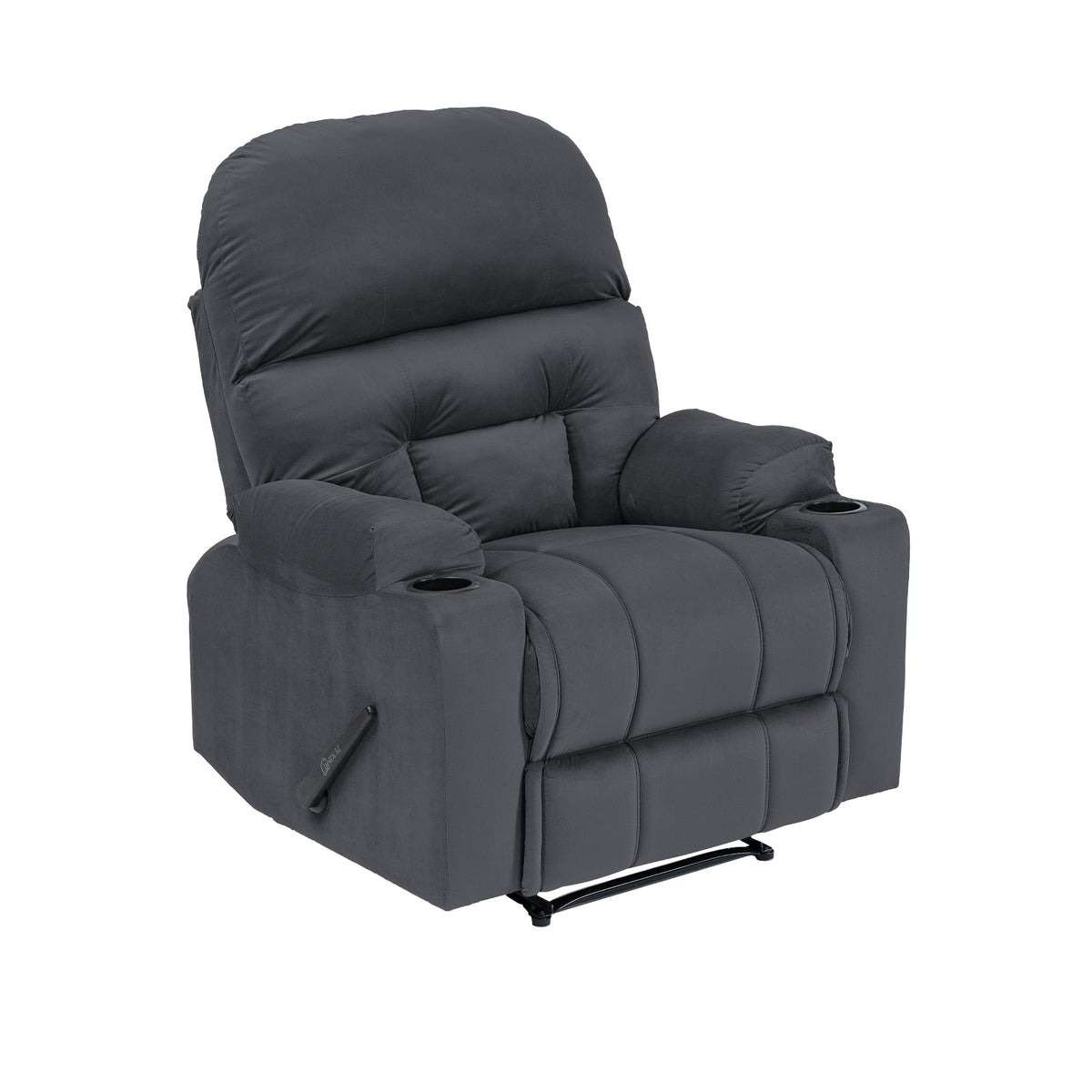 Velvet Cinematic Recliner Chair with Cups Holder - NZ80 Dark Grey Rocking