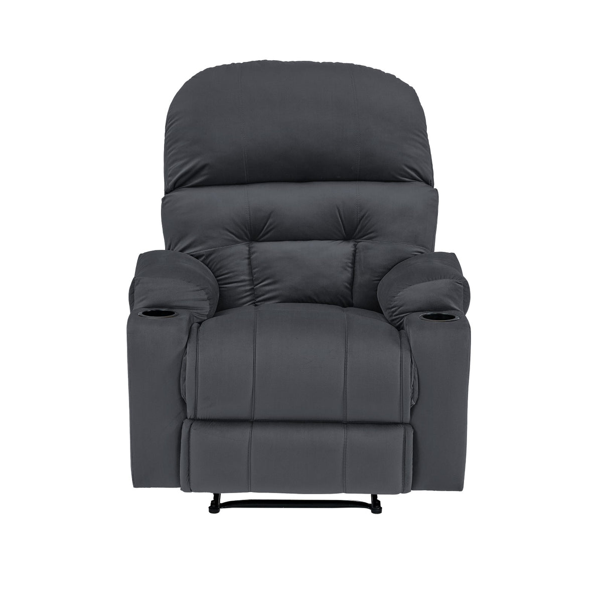 Velvet Cinematic Recliner Chair with Cups Holder - NZ80 Dark Grey Rocking & Rotating