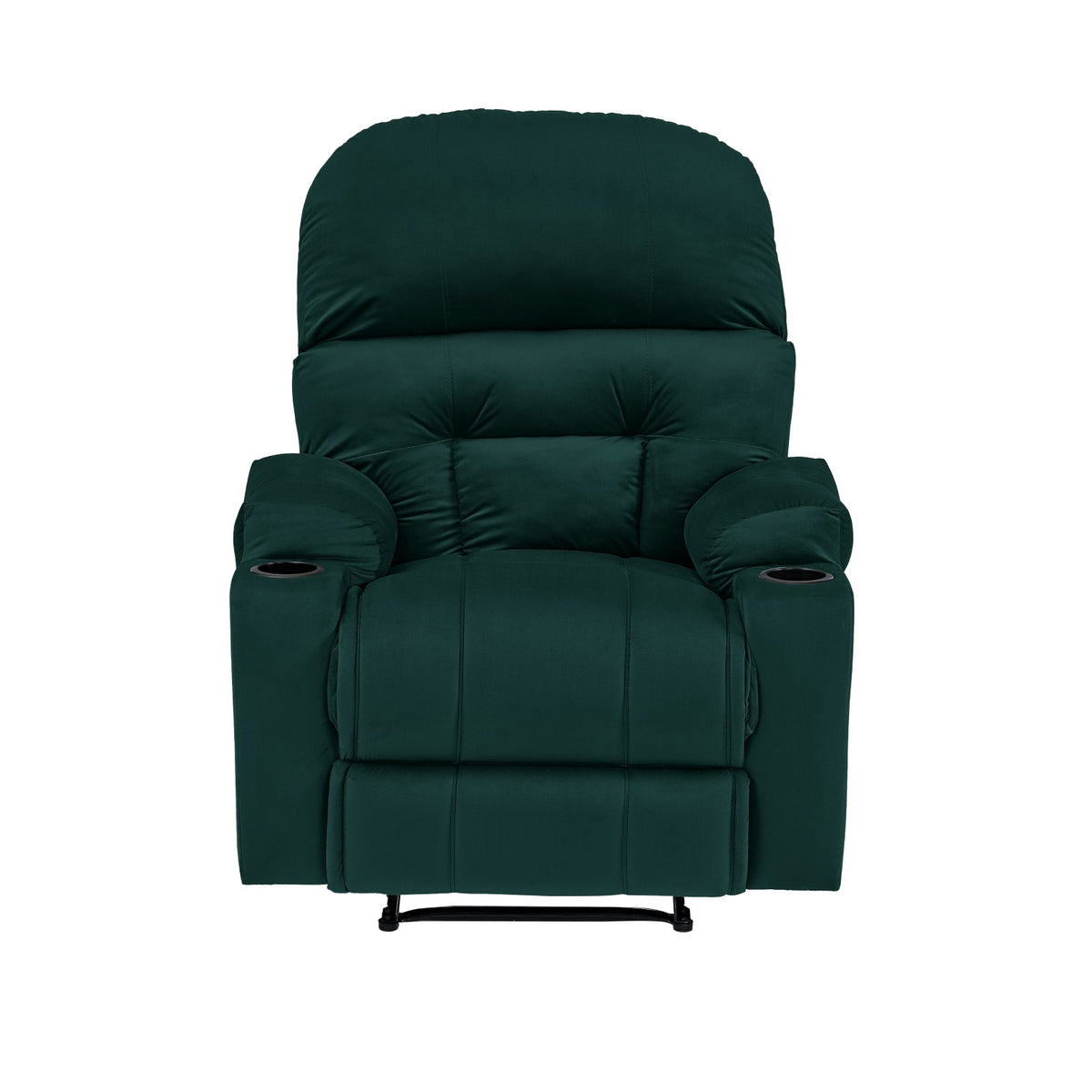 Velvet Cinematic Recliner Chair with Cups Holder - NZ80 Dark Green Rocking & Rotating