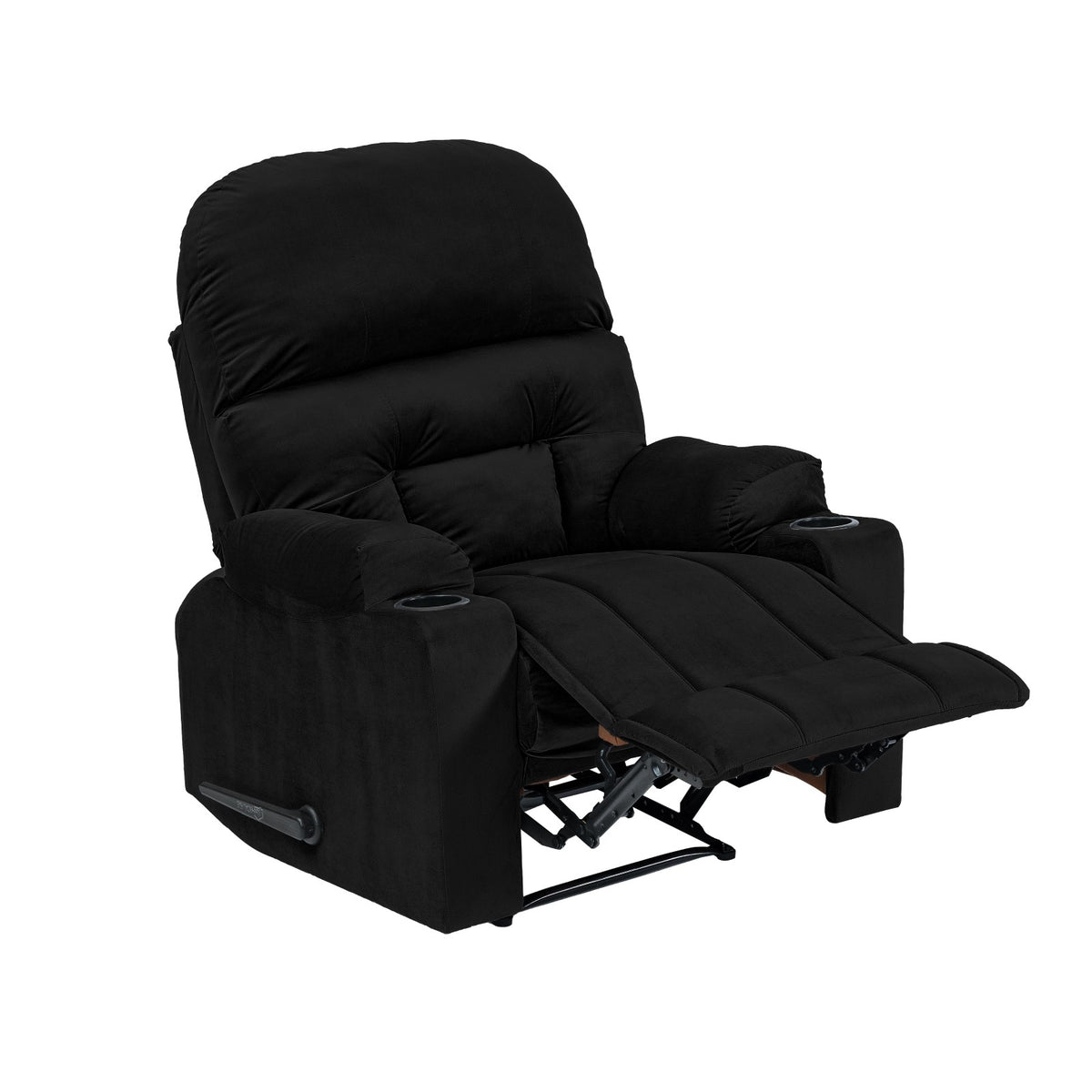 Velvet Cinematic Recliner Chair with Cups Holder - NZ80 Black Classic