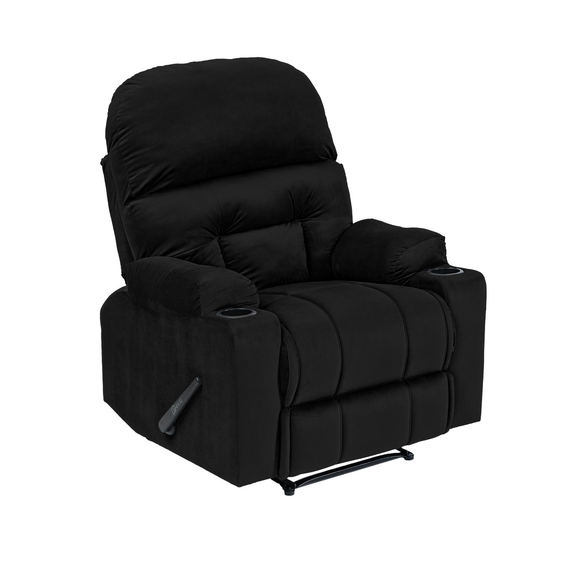 Velvet Cinematic Recliner Chair with Cups Holder - NZ80 Black Rocking & Rotating