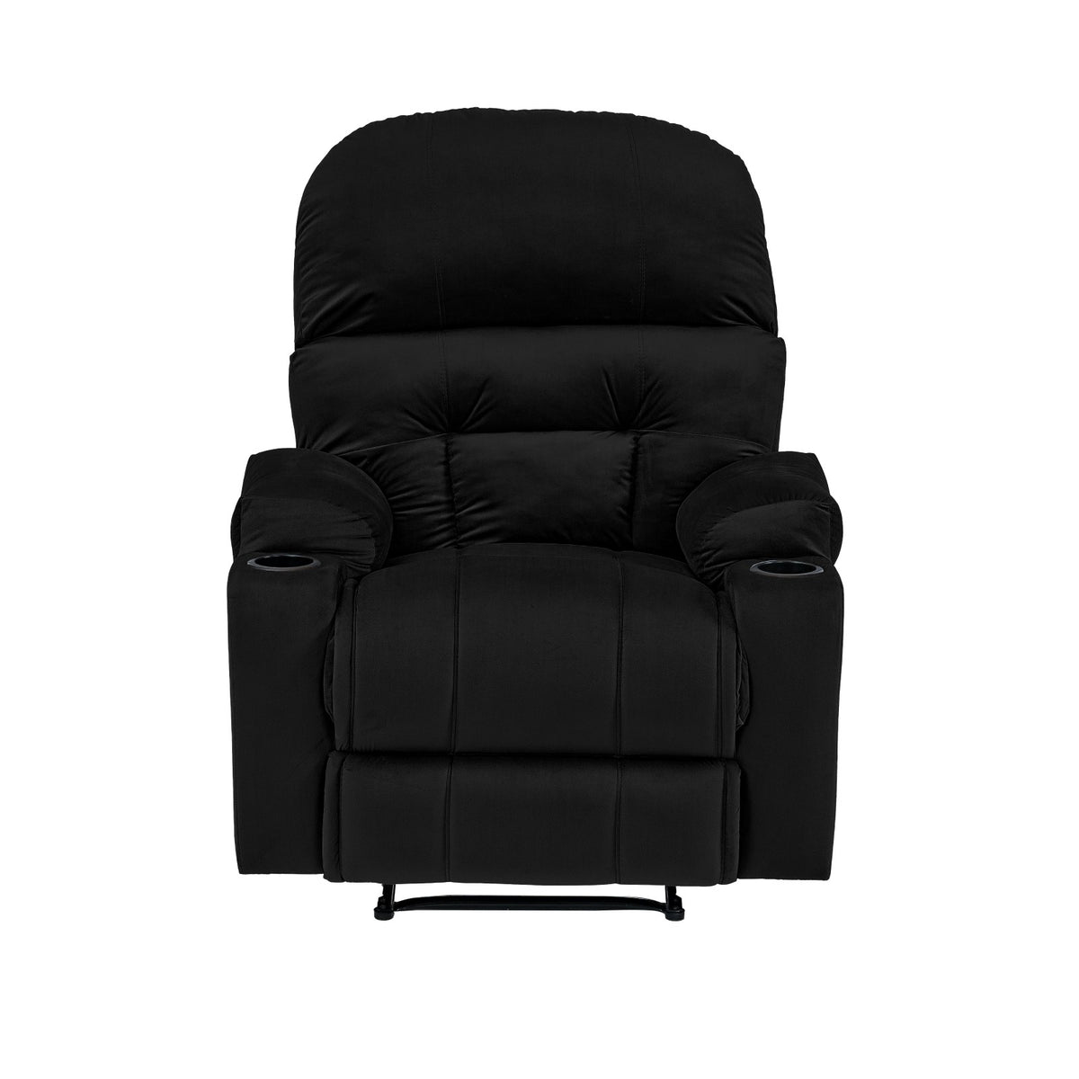 Velvet Cinematic Recliner Chair with Cups Holder - NZ80 Black Rocking & Rotating