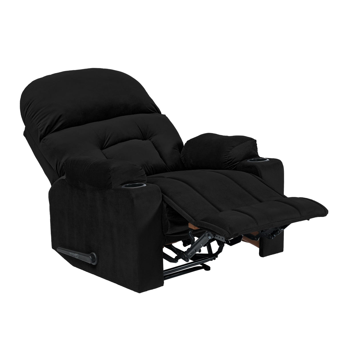 Velvet Cinematic Recliner Chair with Cups Holder - NZ80 Black Classic