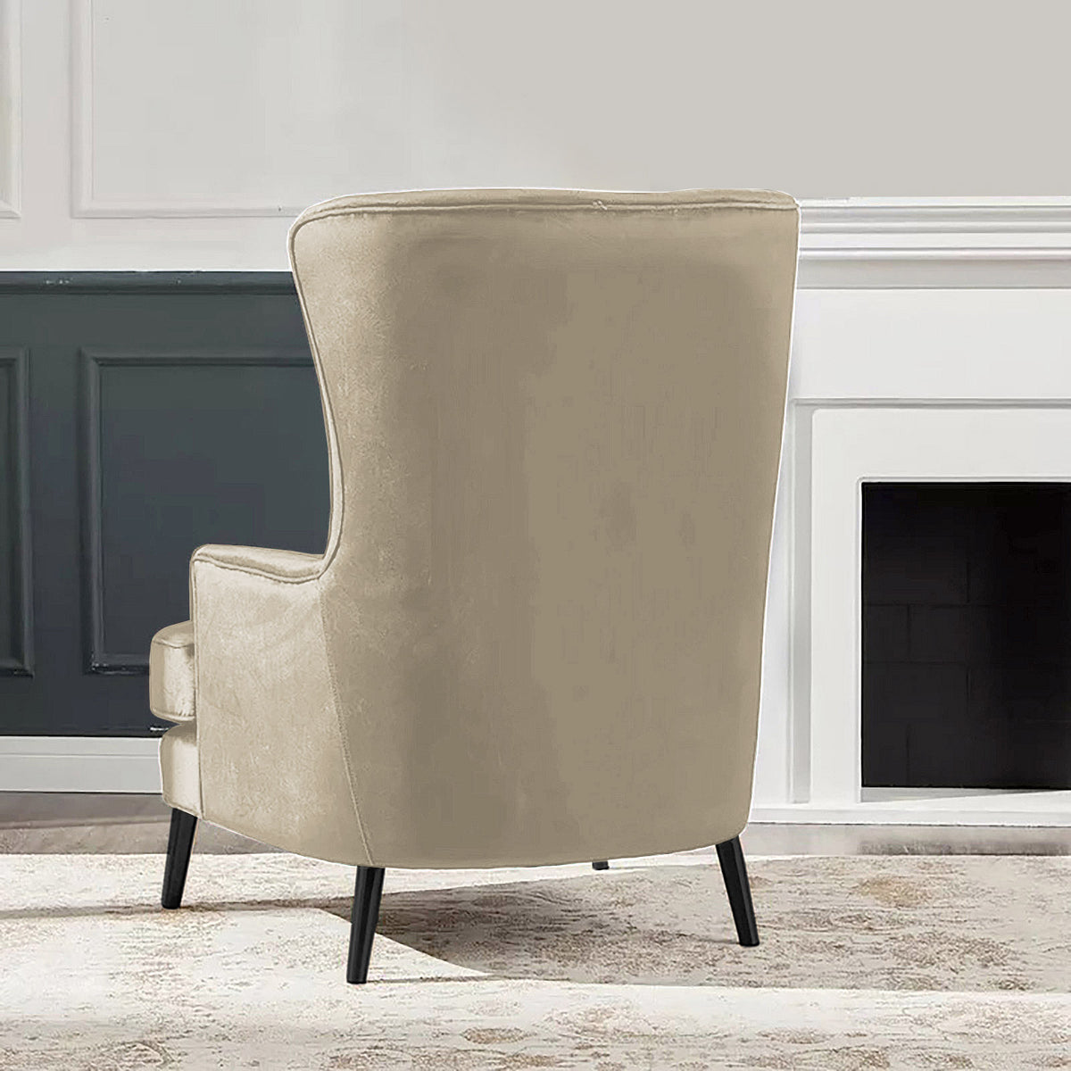 Velvet Royal Chair with Wingback and Arms - E7 Light Beige