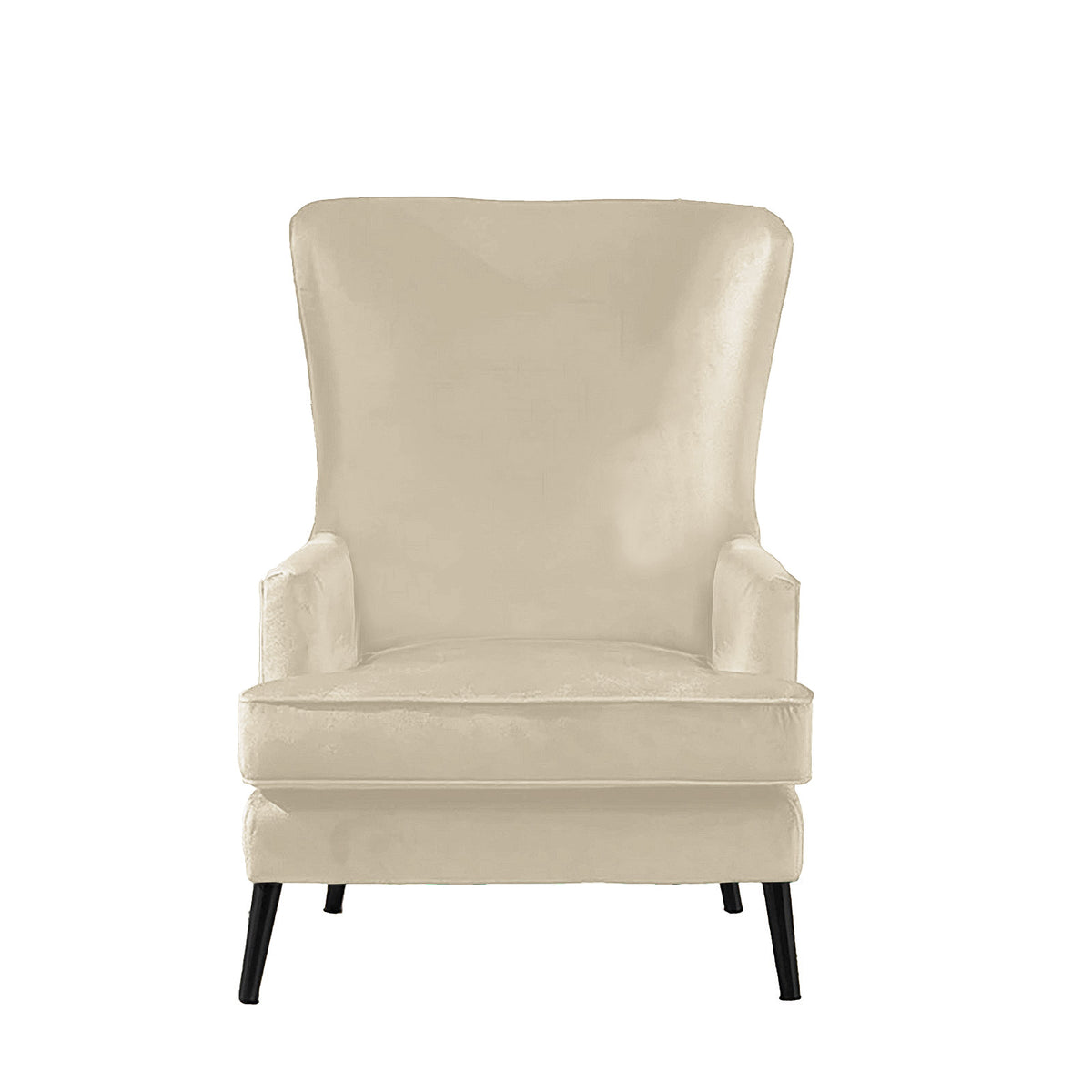 Velvet Royal Chair with Wingback and Arms - E7 Light Beige