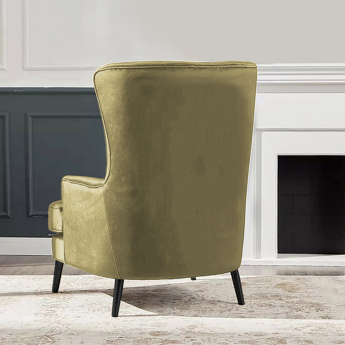 Velvet Royal Chair with Wingback and Arms - E7 Dark Ivory