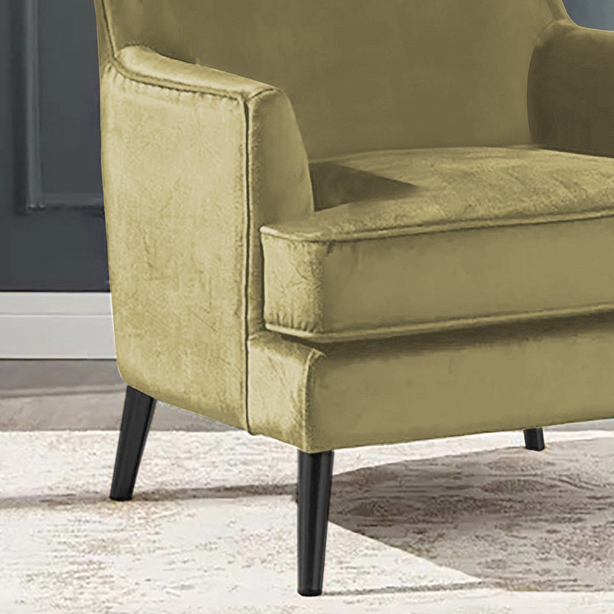 Velvet Royal Chair with Wingback and Arms - E7 Dark Ivory