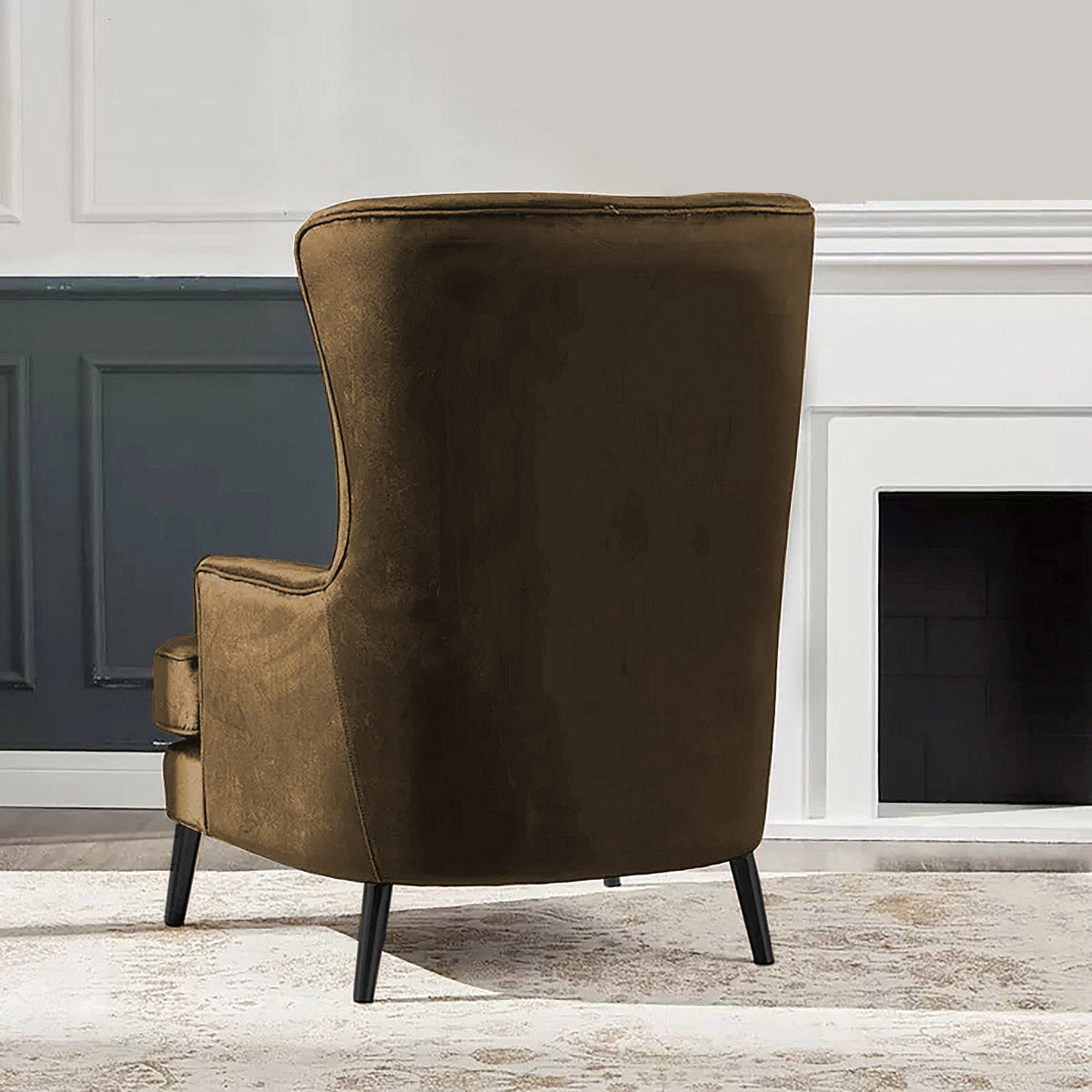 Velvet Royal Chair with Wingback and Arms - E7 Light Brown